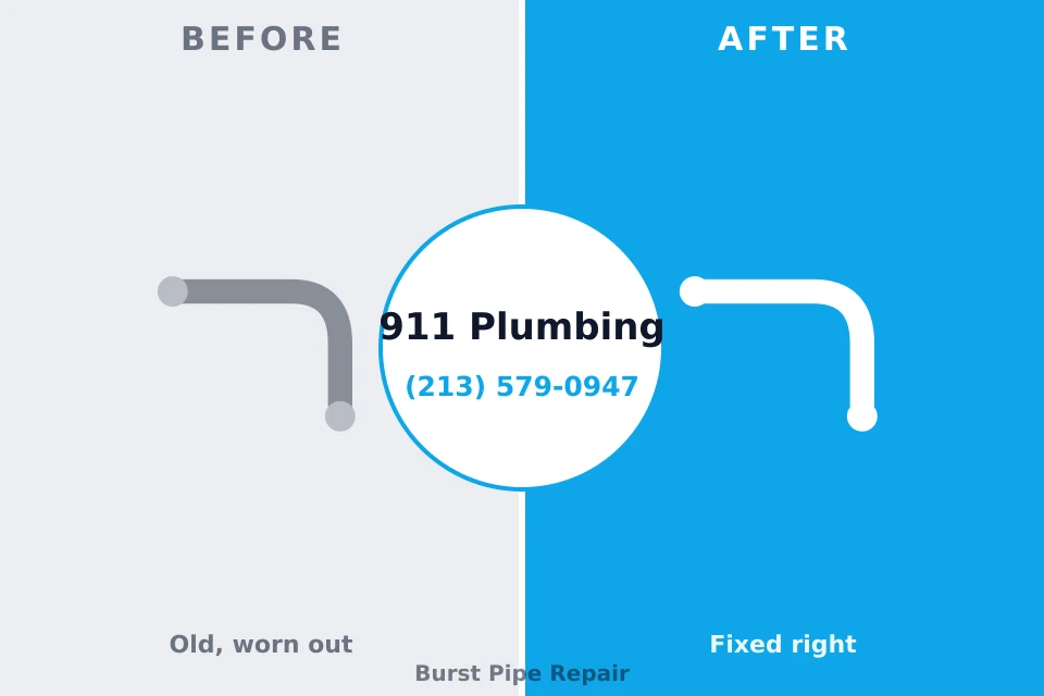 Before and after: plumbing repair Urbana, MD
